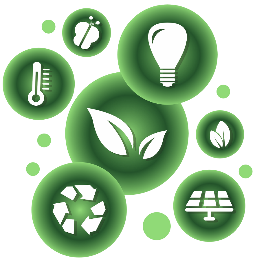 Sustainability icons around the globe